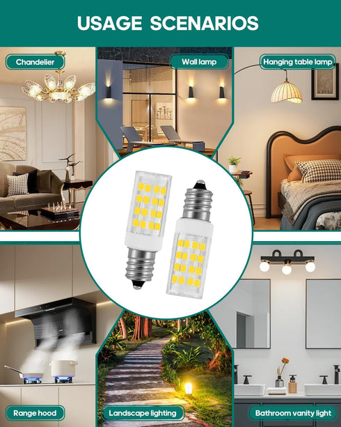 JDE11 120V 40W Bulbs T3/T4 E11 4W Bulbs Non-dimmable 400LM 6000K, 4 Pack) Halogen Mini Candelabra Equivalent, Mini Base