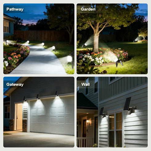 Generic 23 2 Pack 20Hrs, 3 LED Solar Spot Lights Outdoor Waterproof, Solar Lights UP to Brightness Levels Spotlight