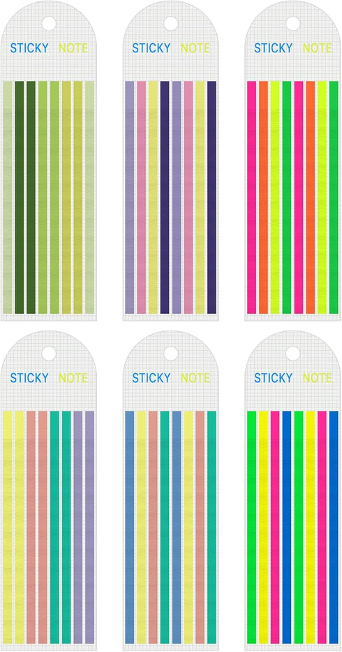 HAUTOCO 960PCS Highlighter Tape, 6 Sheets Long Sticky Notes Tabs, Transparent Index Flags for Aesthetic Office School