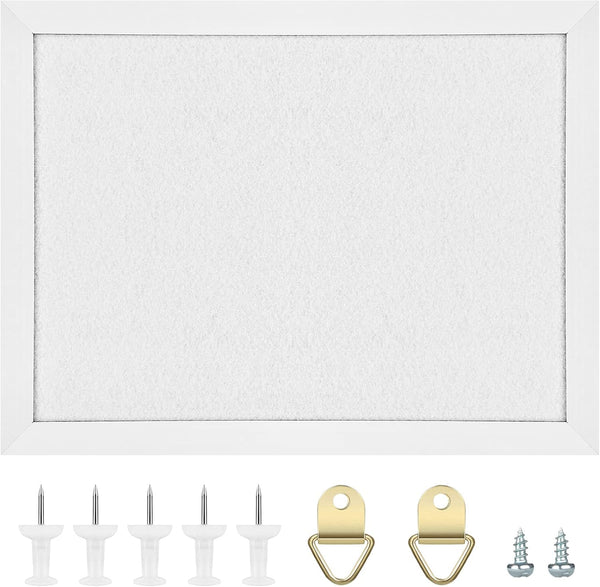 TORASO Cork Board Bulletin Board, 17“x23" White Pin Board for Office, School, Home with Pins and Screws