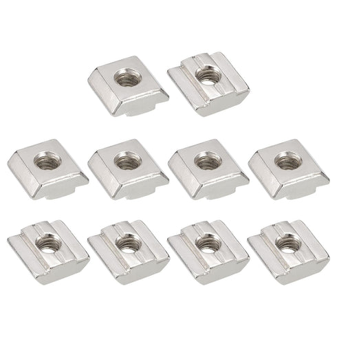 uxcell T Nuts, 50pcs Nickel Plated Carbon Steel T Slot Bolts, 3030 Series M6 Hammer Head Fastener, Silver