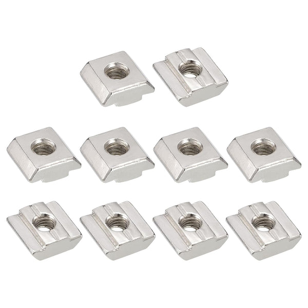 uxcell T Nuts, 50pcs Nickel Plated Carbon Steel T Slot Bolts, 3030 Series M6 Hammer Head Fastener, Silver