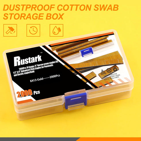 2000Pcs 1/2" Gold 18 Gauge Narrow Crown Staples, Heavy Duty Galvanized Finish for Pneumatic Electric Stapler