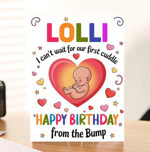 Moonlit93 Lolli - I Can't Wait For Our First Cuddle Happy Birthday From The Bump! Card - Ideas Birthday Card For Lolli