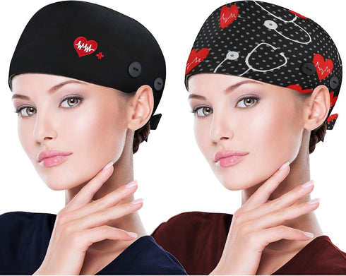 ABAMERICA Working Caps with Button and Sweatband, Adjustable Working Hats for Women