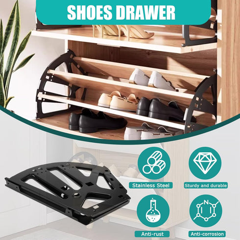 3 1 Litoexpe Layers Black Shoes Drawer Cabinet Hinges, Stainless Steel Shoe Cabinet Replacement Fittings Flip Plate