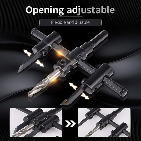 KATUR Adjustable Circle Hole Cutter Saw Kit, 30mm to 120mm, Wood Drywall Drill Bit Saw