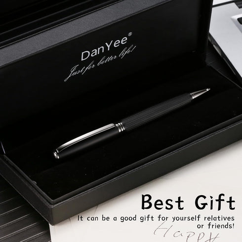 Ballpoint Pen,Essential Business Nice Pens,Metal pen Smooth writing stylish design effortless writing,Luxury pens with gift case for Men & Women Black by DanYee