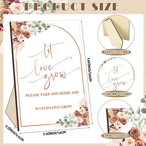 Ireer 101 Set Let Love Grow Boho Wedding Favors for Guests with 1 Wooden Sign, 100 Seed Packets, Kraft Envelopes