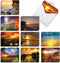 The Best Card Company - 20 Blank Landscape Nature Note Cards (4 x 5.12 Inch) - Sun Settings (10 Designs, 2 Each)