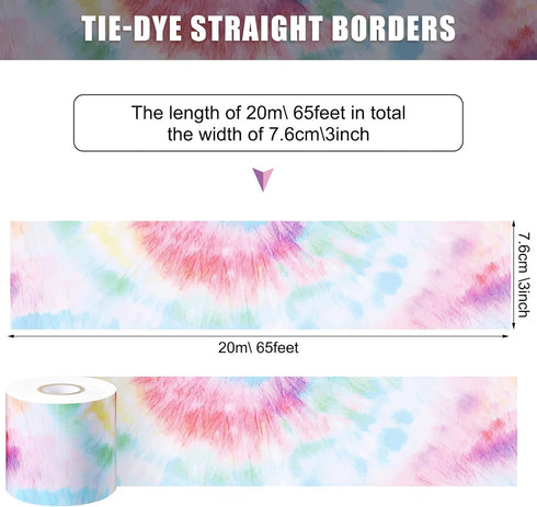 Zonon Classroom Bulletin Board Border, 65 Feet, Straight Borders Trim for Classroom or Home School Decoration (Tie Dye)