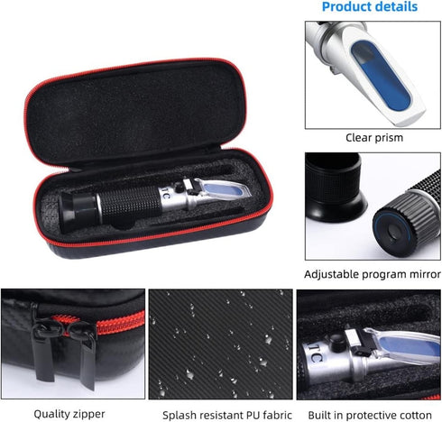 VGVGV 4 1 Brix Refractometer, Hand Held Tester Tool in Engine Fluid Glycol Antifreeze Freezing Point Car Battery