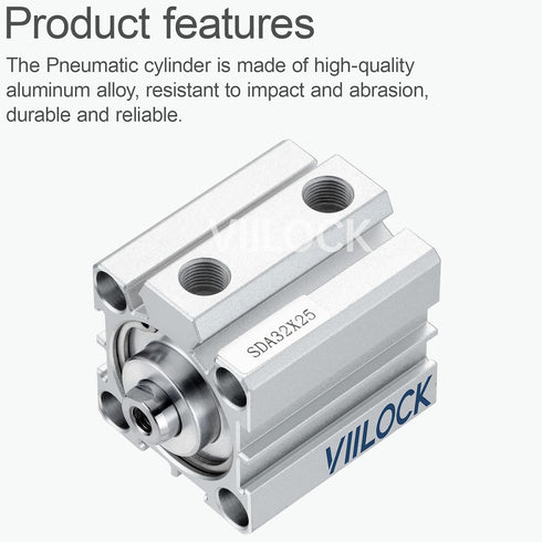 Pneumatic Air Cylinder 32mm Bore 25mm Stroke, Thin Air Cylinder Double Action Hydraulic Cylinders SDA 32 X 25