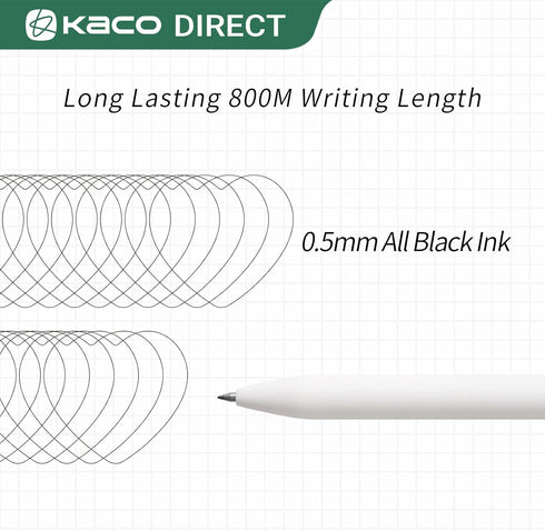 Kaco FIRST Gel Ink Pens, 2 Pieces Cute Heart Pen Set with 4 Extra Black Refills (2 White)
