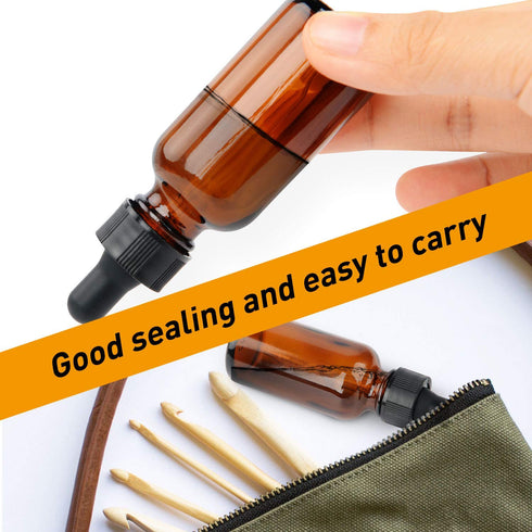 1oz Amber Glass Bottles for Essential Oils, Pack of 12 with Glass Eye Dropper