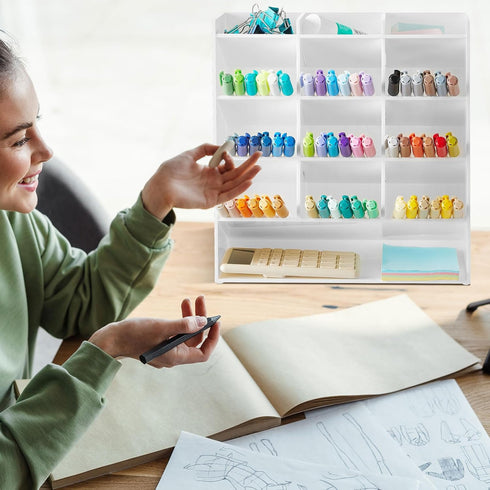 MotiMind 150 10.2 4 9.8 Inch Acrylic Pen Organizer Storage for Markers Vertical Marker Organizer Acrylic Pen Display