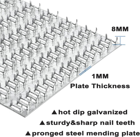 Truss Plates 6x6 Inch - Pronged Mending Plate with Nail Teeth for Roofing Wood Connector, 10 Pcs