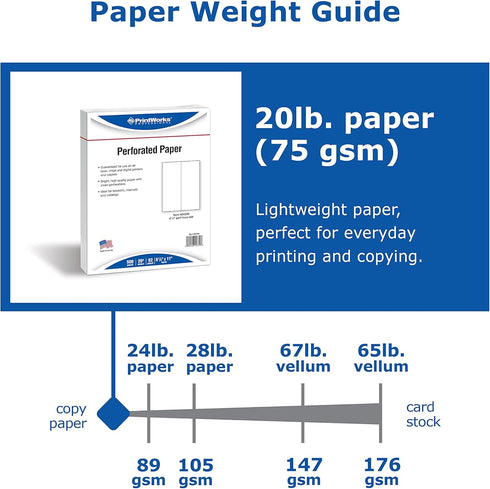 PrintWorks Professional Perforated Paper for Menus, 8.5 x 11, 20 lb, 500 Sheets, White (04339)