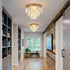 3-Tier K9 Crystal Flush Mount Ceiling Light Modern Crystal Chandelier Gold Mini Round Hanging Pendant Light Luxury