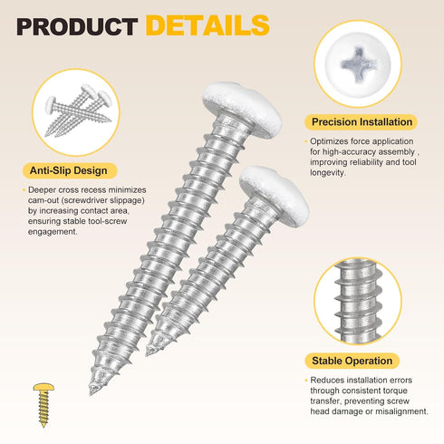 METALLIXITY Screws(M3x12) 100Pcs, Phillips Pan Head Self Tapping Carbon Steel Self Drilling Screw for Metal Wood