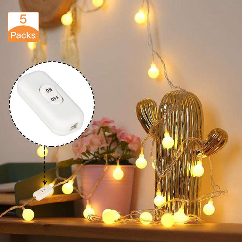 Inline Switch 5 Pcs, White Lamp Cord Button, 6A 250V ON OFF Electrical Wire Appliance Rocker Switches