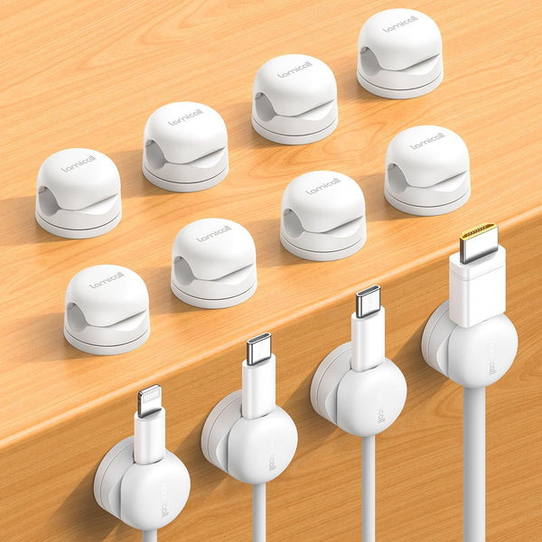 Lamicall 12Pack Rotatable Cord Organizer, Office Desk Nightstand Accessories - Cable Clips Management,