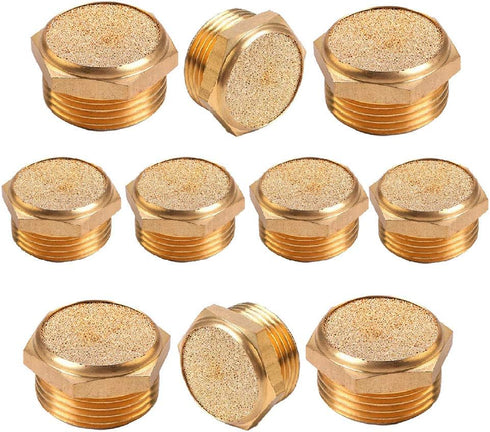 Beduan Sintered Bronze Pneumatic Exhaust Muffler, 1/8" NPT Male Air Silencer Fitting (Pack of 10)