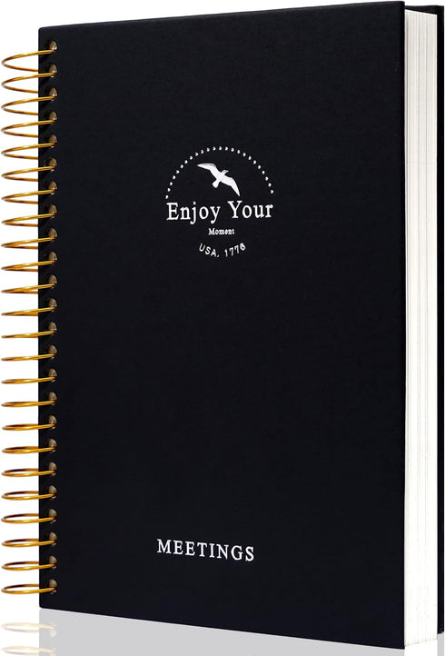 Meeting Notebook for Work, 120 Sheets Meeting Planner Organizer for Office Meeting Agenda, A5 Black Notebook