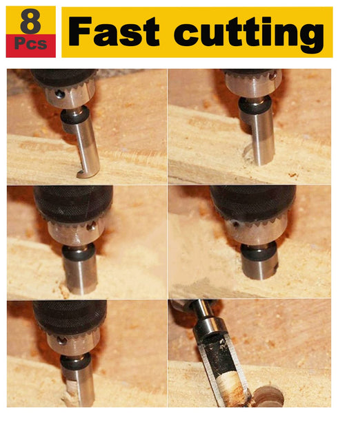 Rocaris 8pcs Wood Plug Cutter Drill Bit Set, Straight and Tapered Cutting Tool, 6mm 10mm 13mm 16mm