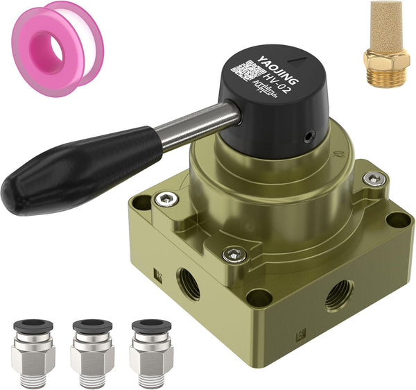 HV-02 Solenoid Valves Industrial Switches, Pneumatic Lever Operated Valve 1/4" for Automation Equipment