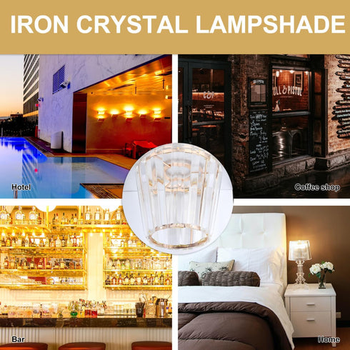 DOITOOL Small Crystal Lamp Shade for Ceiling Light, Wall Lamp, Chandelier - Vintage Golden Pendant Lichtabdeckung