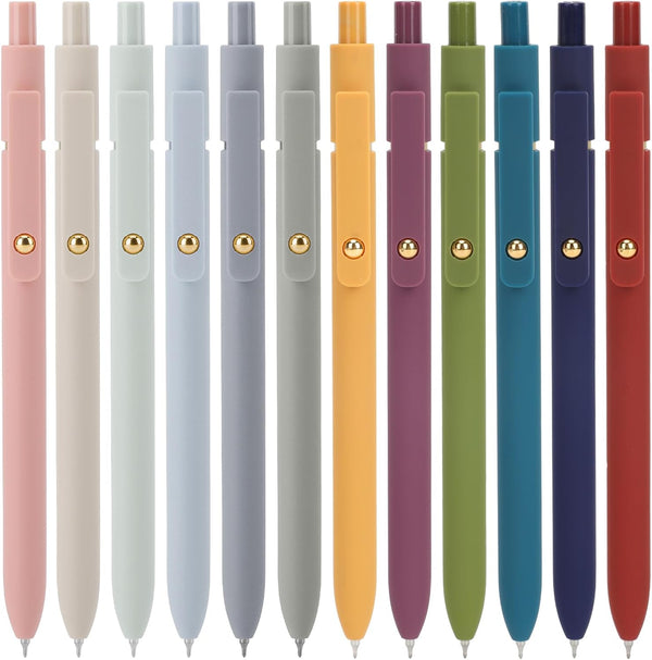 Ddaowanx Gel Pens, 12 Pcs 0.5mm Quick Dry Black Ink Pens, Cute Office School Supplies Gifts for Women