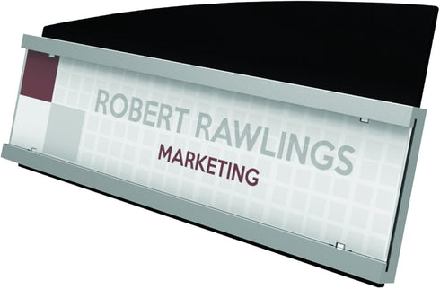 Deflecto Nameplate Sign Holder, Interior Image, Silver and Black, 8-1/2” x 2” (89105)