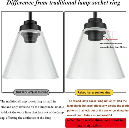 E26 E27 Ring,21.5mm/0.85inch E26 E27 1-1/2 Inches (Black,4-Pack) Light Socket Shade Height Plastic Lamp Shade Collar