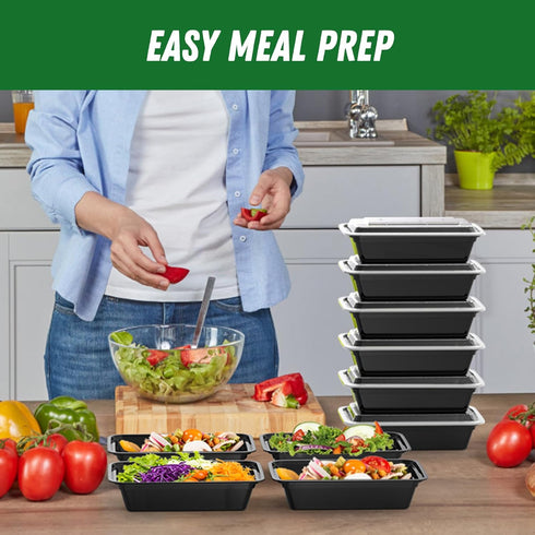 50 Pack (100-Piece) 38 oz Meal Prep Containers with Lids, Sturdy Leakproof & Food Safe, Microwave Safe