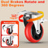 HXSMUYC 4 Inch 2200 lb 360 Set 4 Industrial Caster Wheels with Brake - Heavy Duty Capacity, Swivel, of for Carts