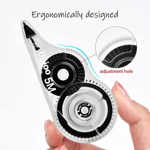 Whiteout Correction Tape - Easy To Use Applicator for Instant Corrections, 12pack, 5M/196" x 0.2", Black for School