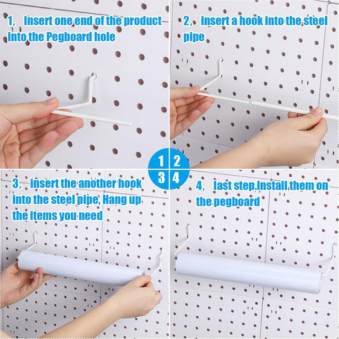 8 Pcs Paper Towel Holder for Pegboard, Extendable Organizer Accessories for Craft Room, Laundry Room, Kitchen, Bathroom
