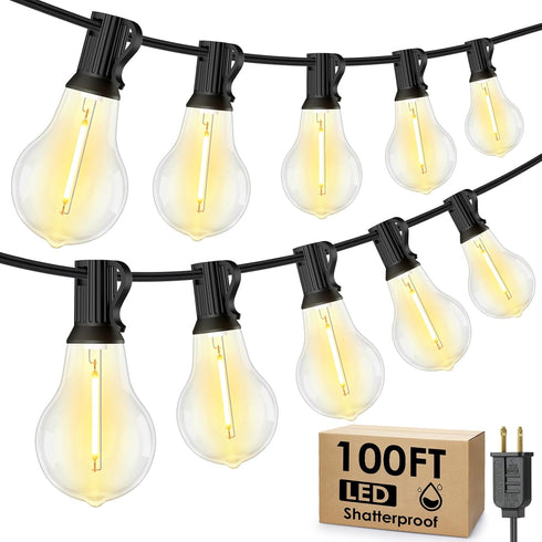 Larkvue 100FT LED Outdoor String Lights, Waterproof Patio Lights with 32 Shatterproof