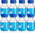 Irenare 8 Pieces Media Storage Bottles, Borosilicate Glass with Blue GL45 Screw Cap for Lab Liquids, 250 ml