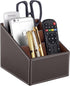 TV Remote Control Organizer/Caddy with 3 Compartments, PU Leather Remote Holder for Bedside Table, Desk Organizers