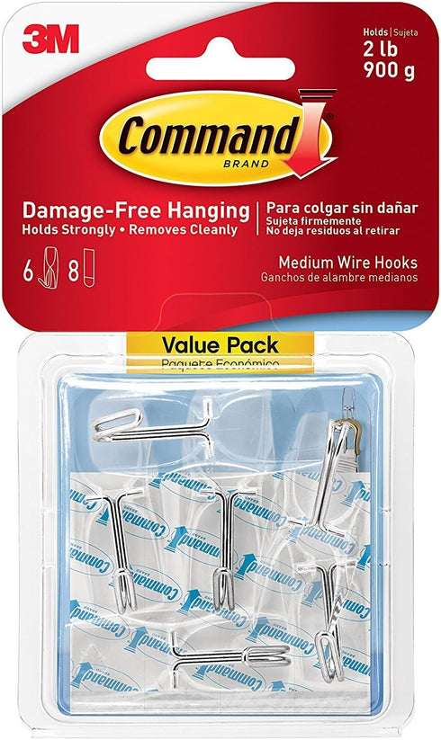 Command Wire Toggle Hook Value Pack, Medium, Clear, 12-Hooks