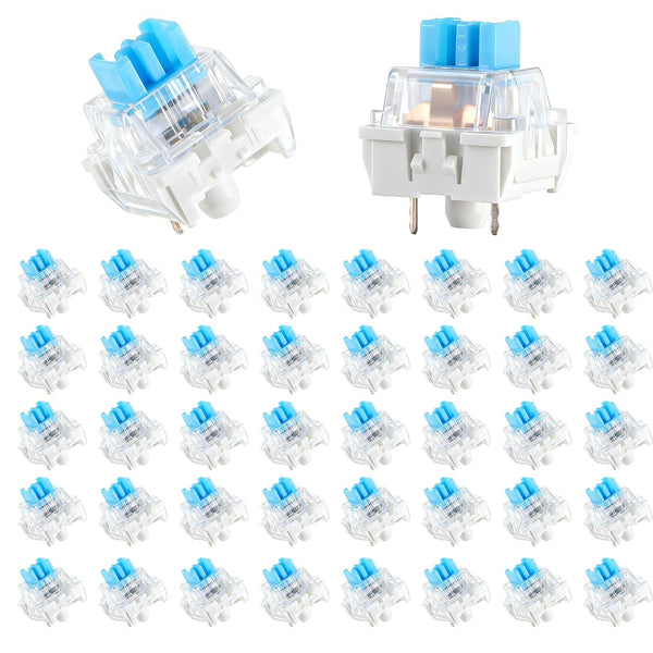 Zyghjort Keyboard Switches, 50 Pcs 3 PIN Blue Keyboard Clicker Replacement Dustproof Mechanical
