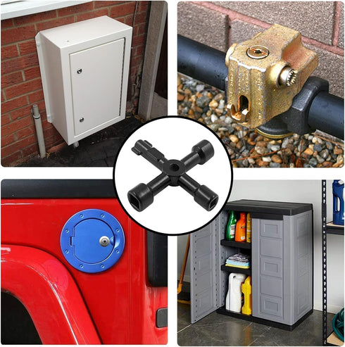 3Pcs 4-Way Multi-Functional Utilities Key, Electric Cabinet Keys for Elevator, Water Meter Valve, and Control Cabinet