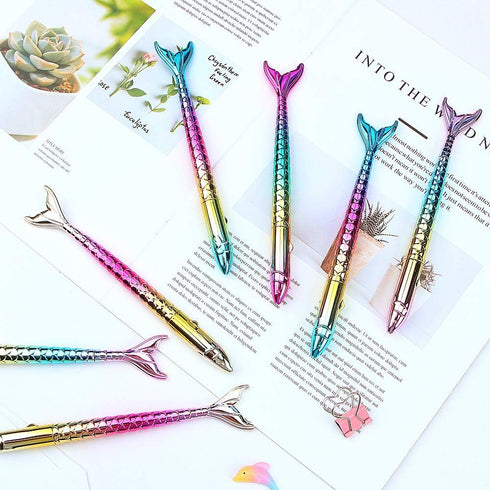 Pack of 24 Mermaid Pens - Creative Liquid Gel Ink Rollerball Pen for School, Home, Office, Gifts