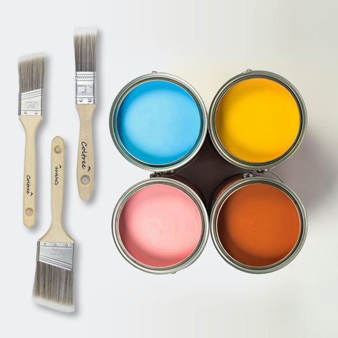 Paint Brushes Set, 5 Pcs for Wall and Trim, Flat and Angle Paintbrushes, Suitable for Oil-based and Water-based Paints