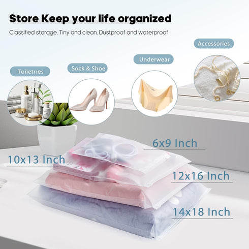 14x18 Inch Clothes Packaging Bags for Shipping, 50Pcs Frosted Zipper Bags for Small Business Apparel