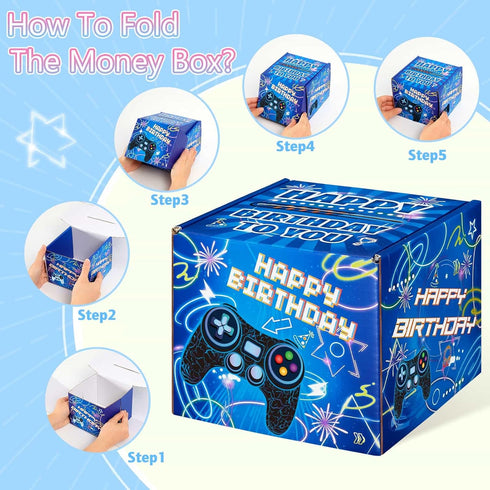 50 WERNNSAI Money Box for Cash Gift - Surprise Birthday Money Box Gaming Party Decorations Game Party Boxes for Adults