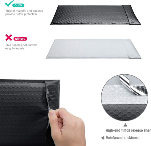 GSSSUSA Bubble Mailers 6x10 Inch, 25 Pack Padded Envelopes for Mailing Jewelry, Small Business, Black