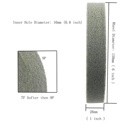6''x1'' Nylon Fiber Buffing Wheel - 5/8 Inch Arbor Hole Aluminum Polishing Discs